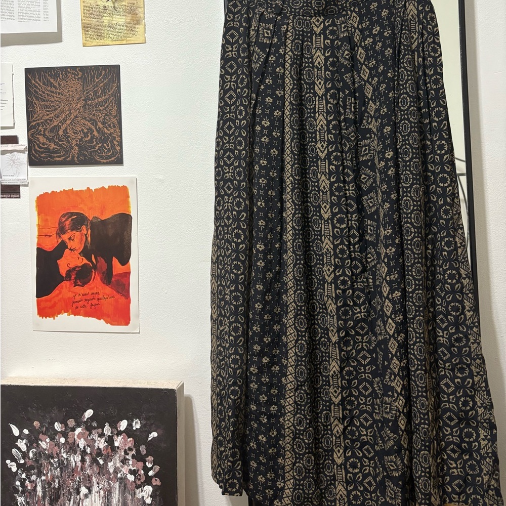 elegant black and gold patterned skirt